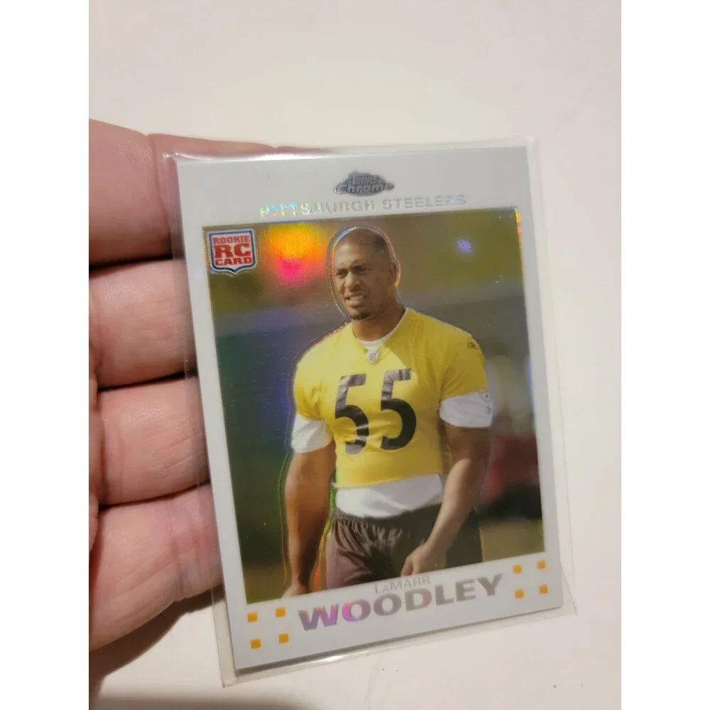 2007 Topps Chrome Football Card Lamarr Woodley Steelers Rc #/701